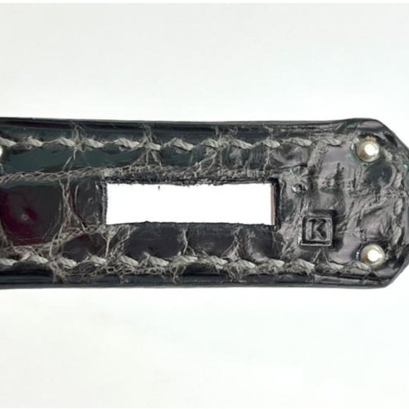 Hermes Shiny Porosus Crocodile Skin Birkin 35 w Palladium HW in Graphite - Picture 12 of 13